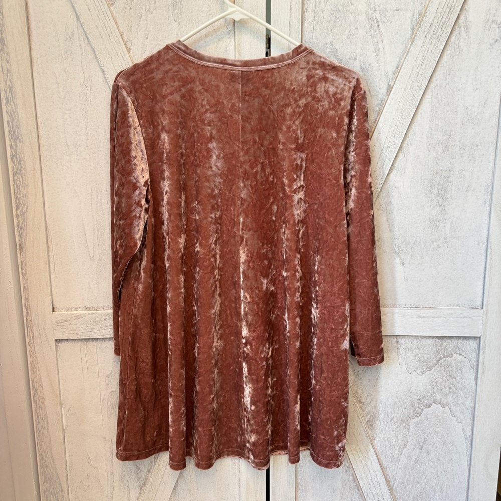 Bobeau Crushed Velvet Peekaboo Top Women’s XL Mauve - Picture 3 of 9
